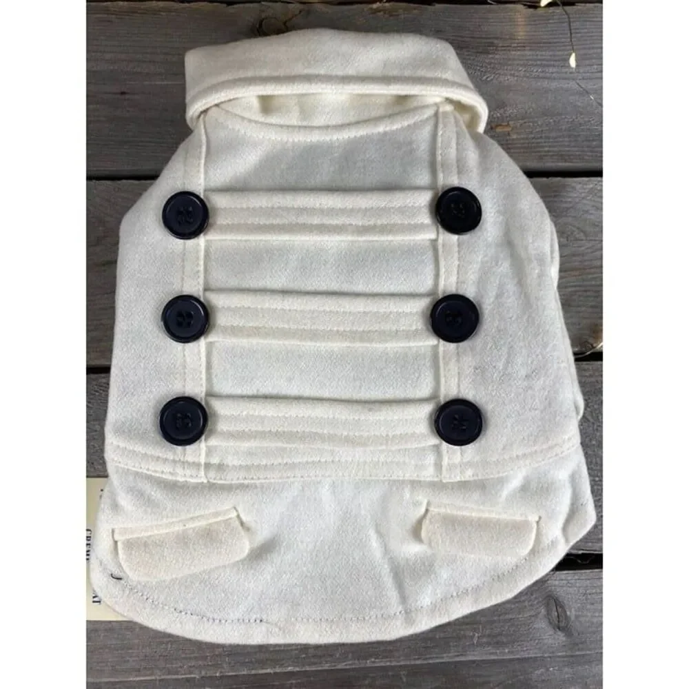 East Side Collection Pets On Parade X Small Creme Wool Blend Dog Coat